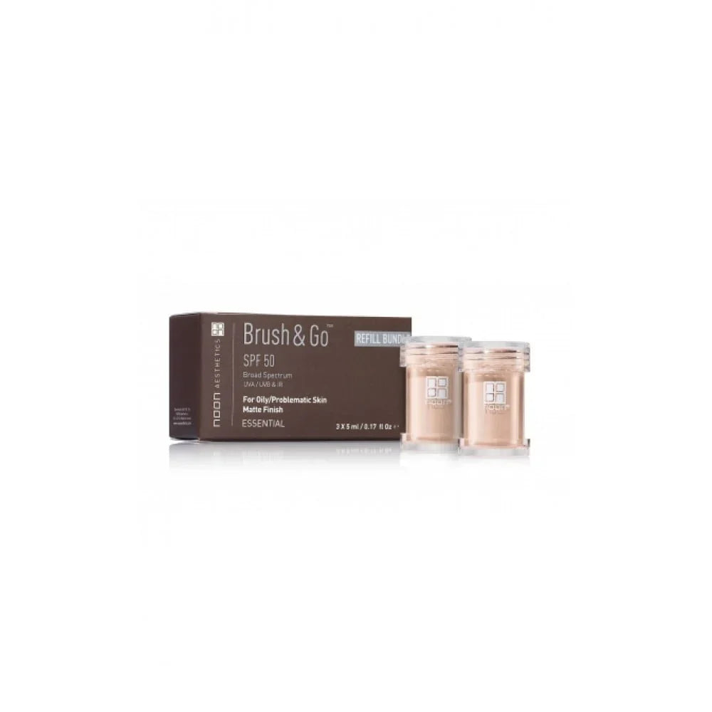 NOON BRUSH & GO MINERAL SUN PROTECTION POWDER SPF 50 - papildymas, 3×5 ml